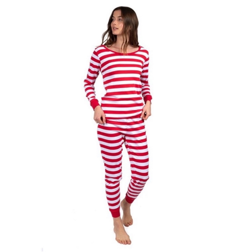 2pcs set Red white stripe Christmas pajama set NWT